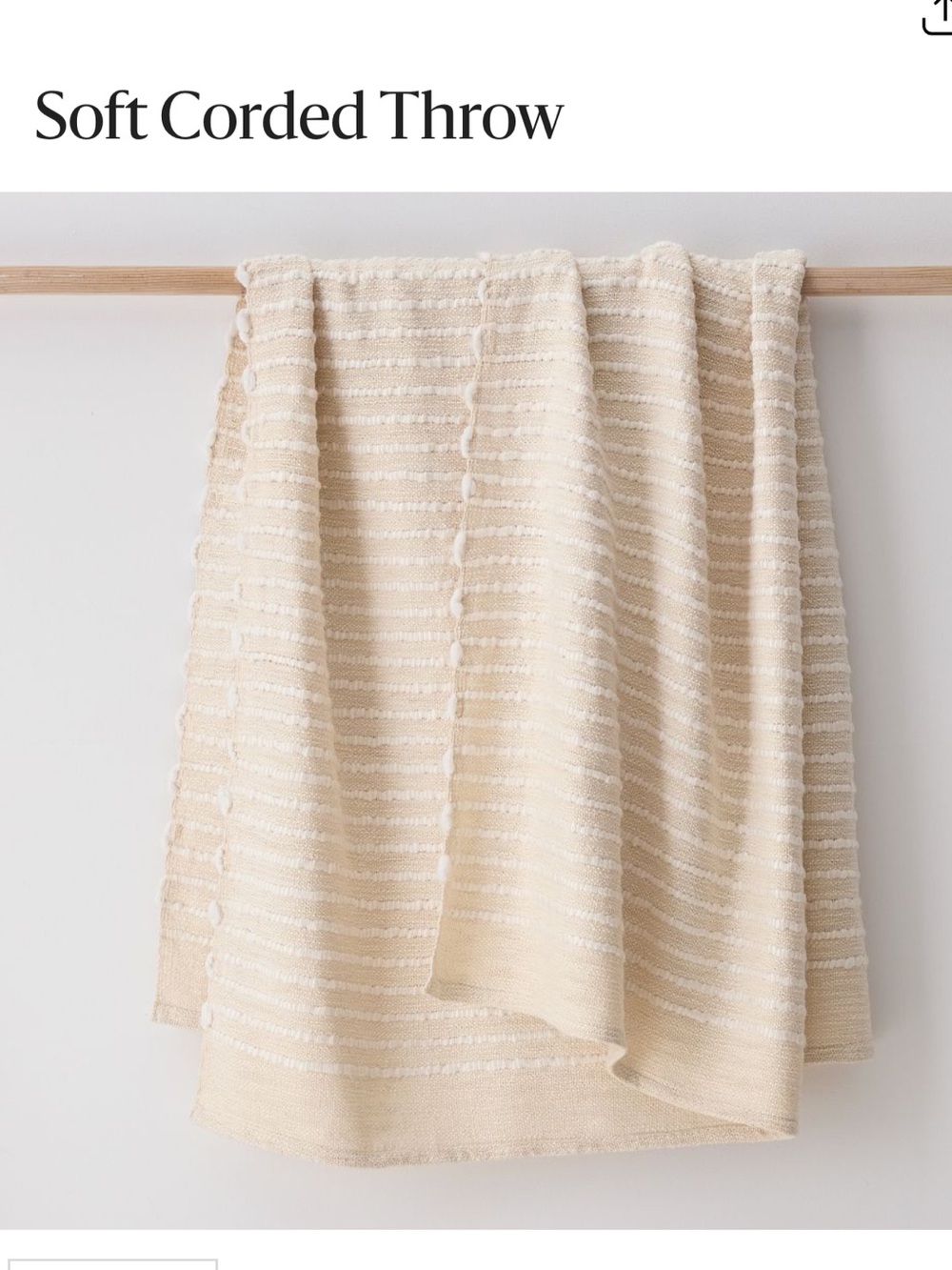 West Elm Soft Corded Throw Neutral Cream/Beige